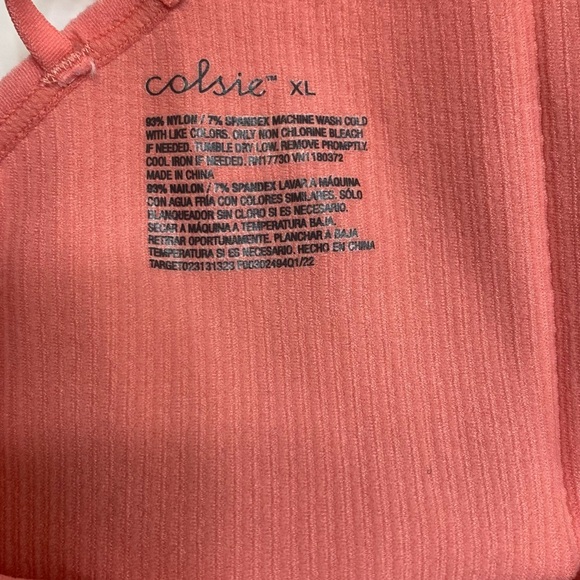 Colsie Coral Ribbed Tank Top - Picture 3 of 4